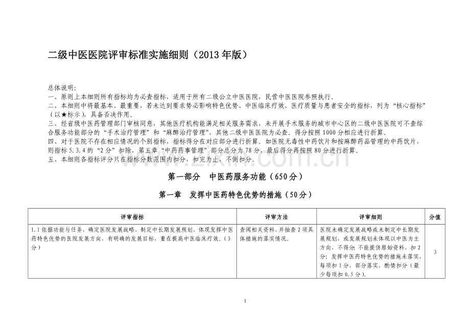 二级中医医院评审细则版.doc_第1页