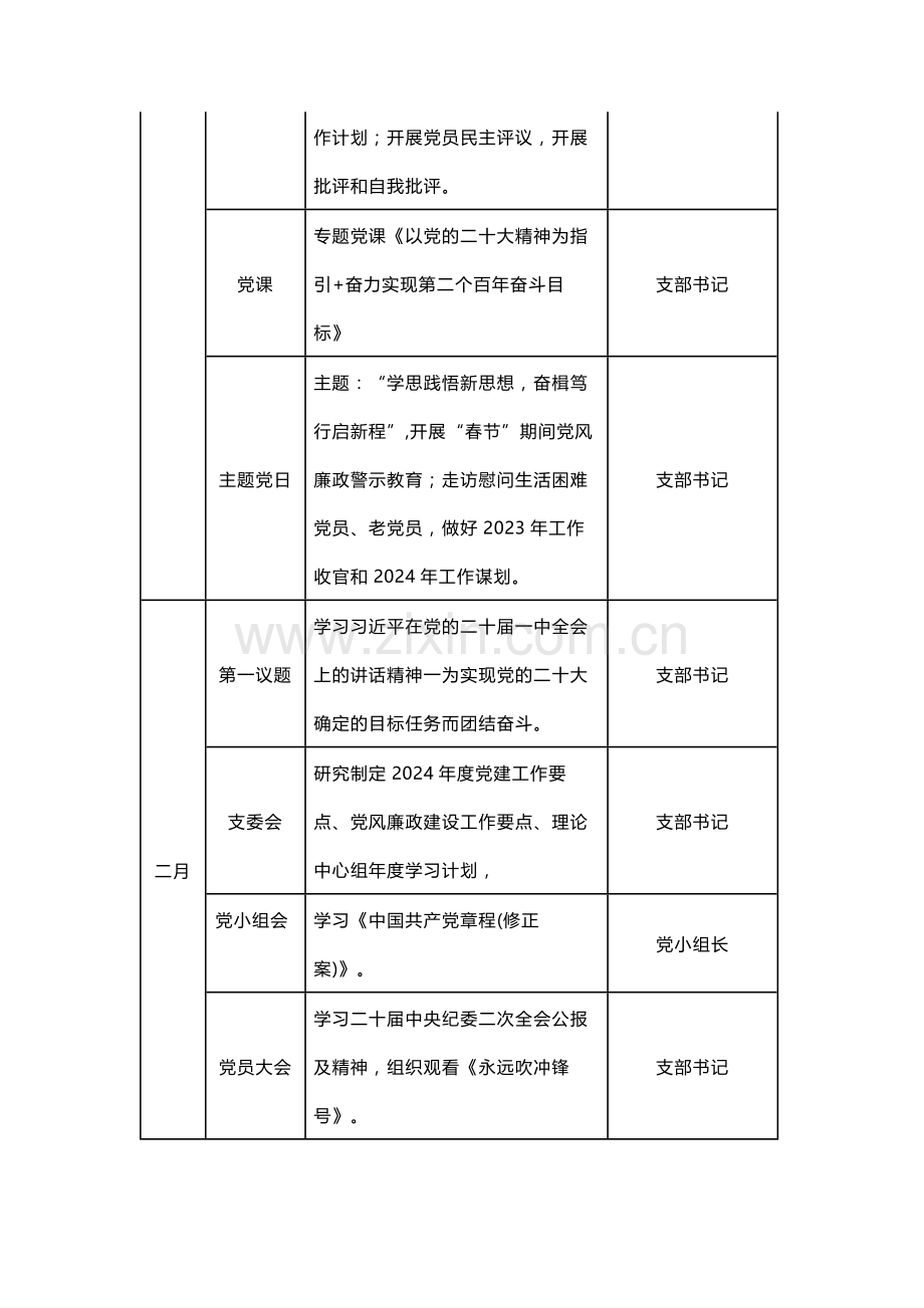 2024年基层党支部“三会一课”计划（参考范文）两篇汇编.docx_第2页