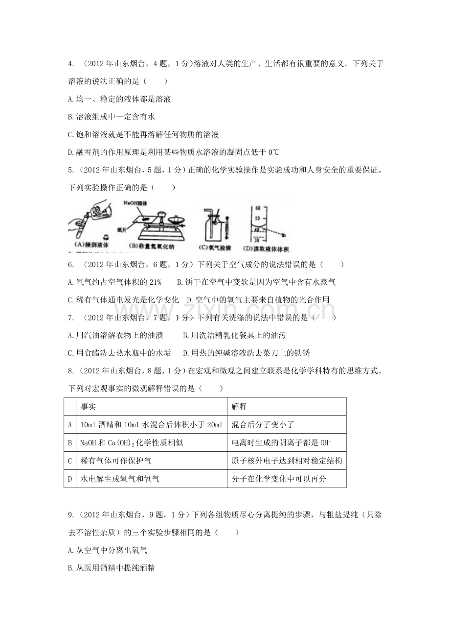 2012烟台市中考化学试题及答案.doc_第2页