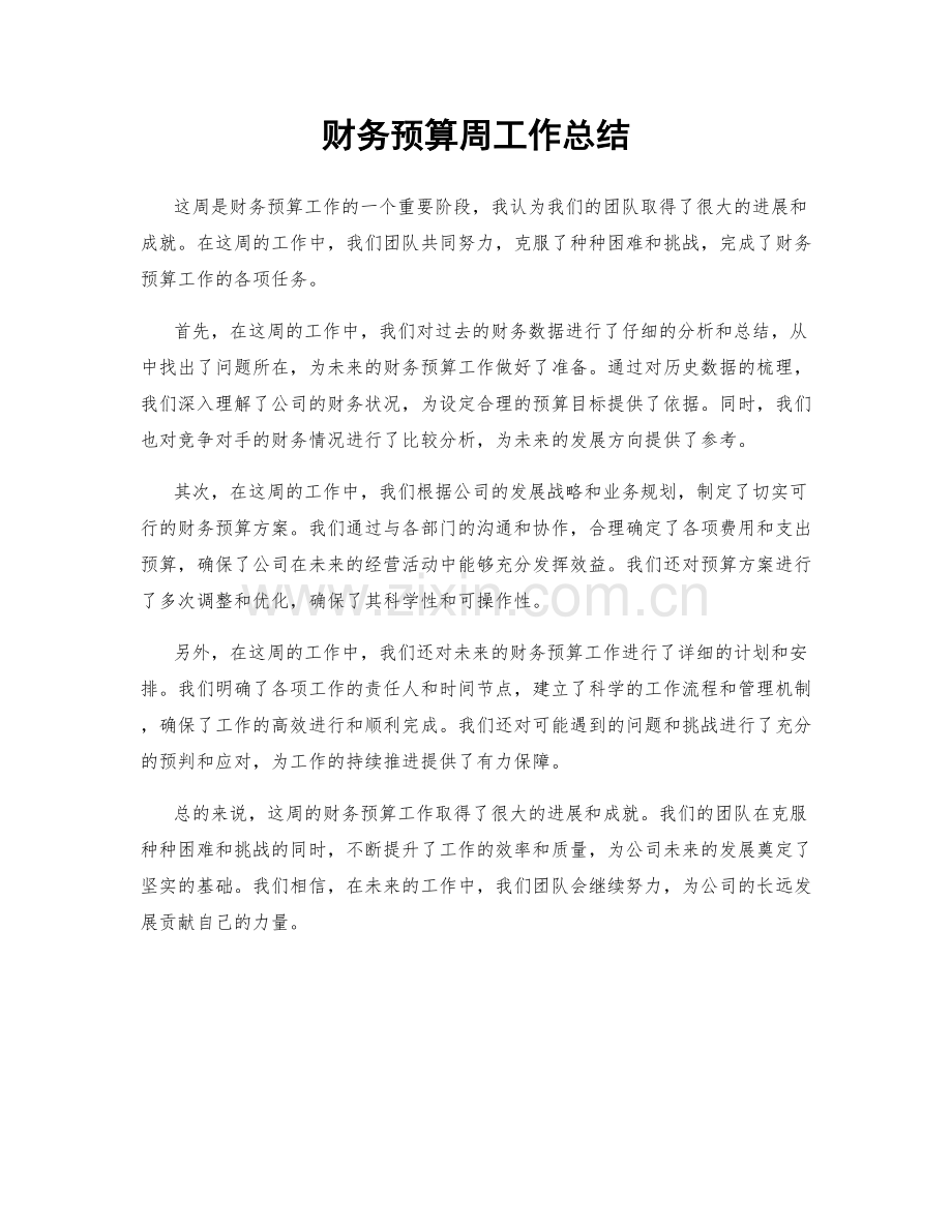 财务预算周工作总结.docx_第1页