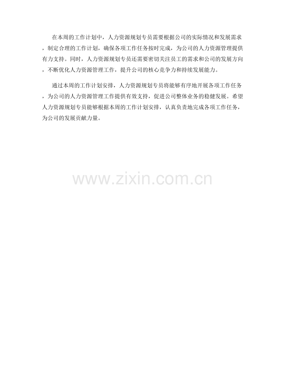 人力资源规划专员周工作计划.docx_第2页