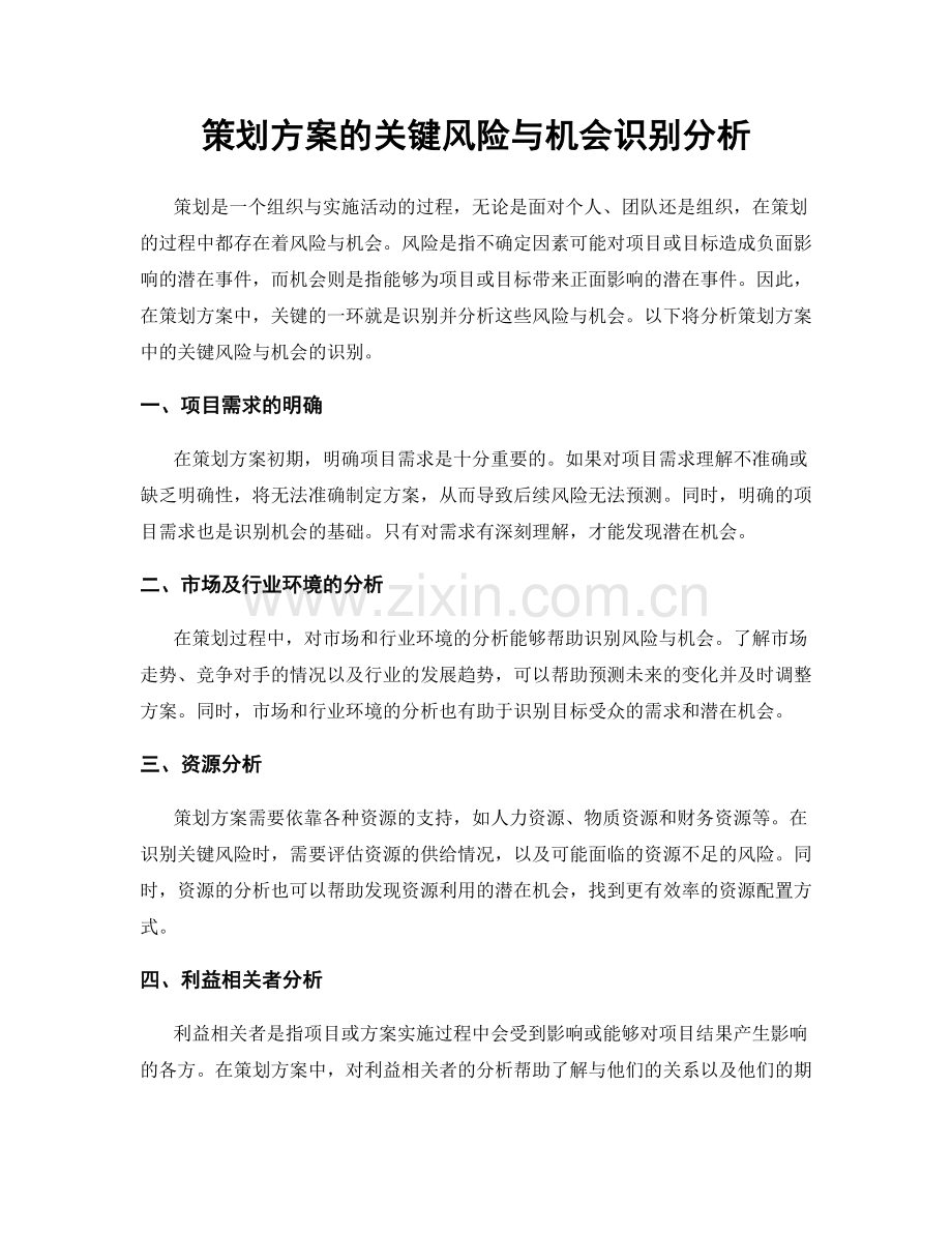 策划方案的关键风险与机会识别分析.docx_第1页