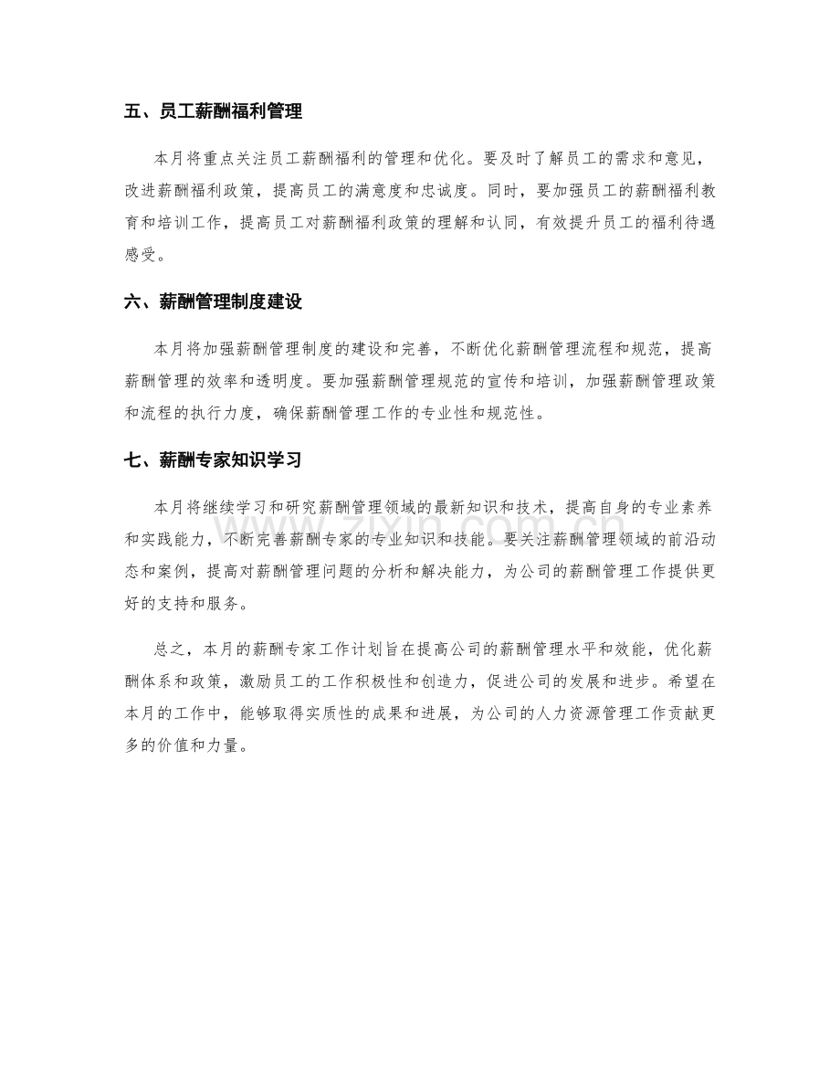 薪酬专家月度工作计划.docx_第2页