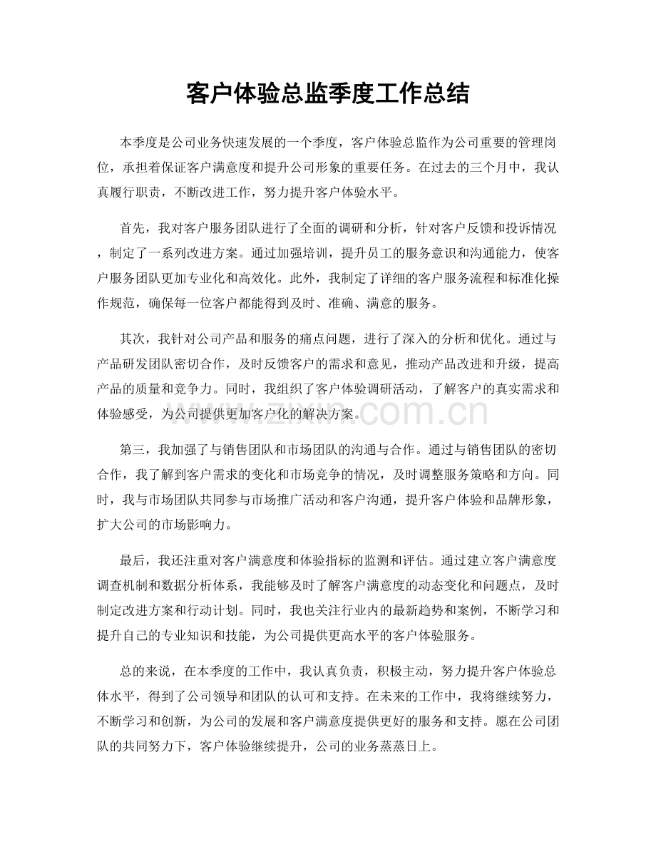 客户体验总监季度工作总结.docx_第1页