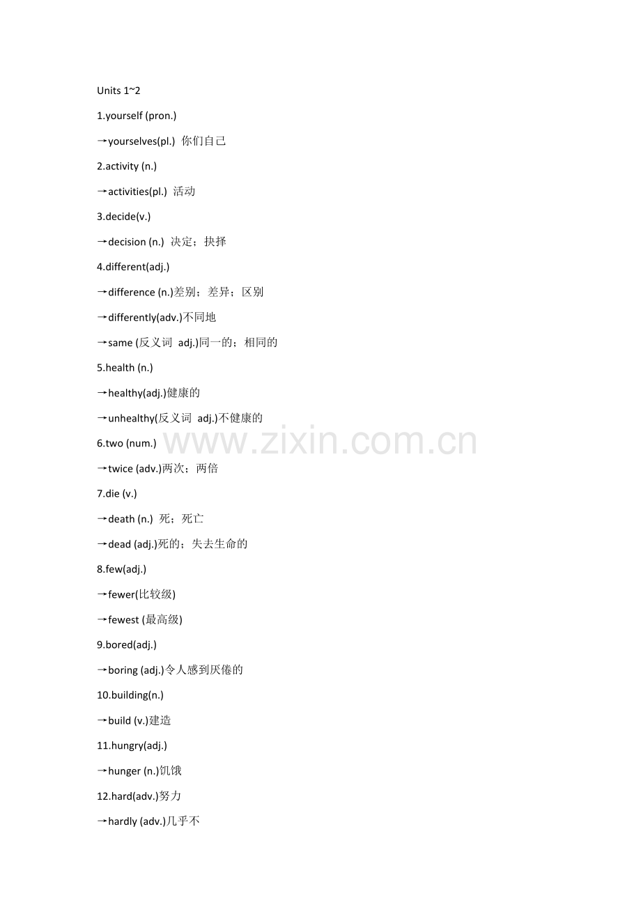 新目标八年级英语（上册）词汇扩展.docx_第1页