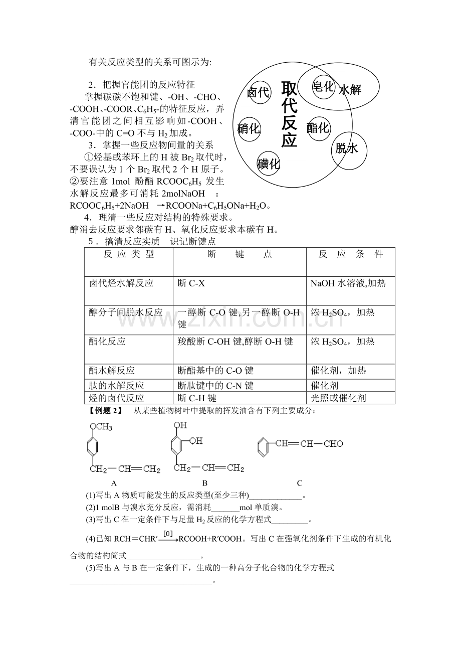 高三化学总复习教案专题三有机反应类型.doc_第2页