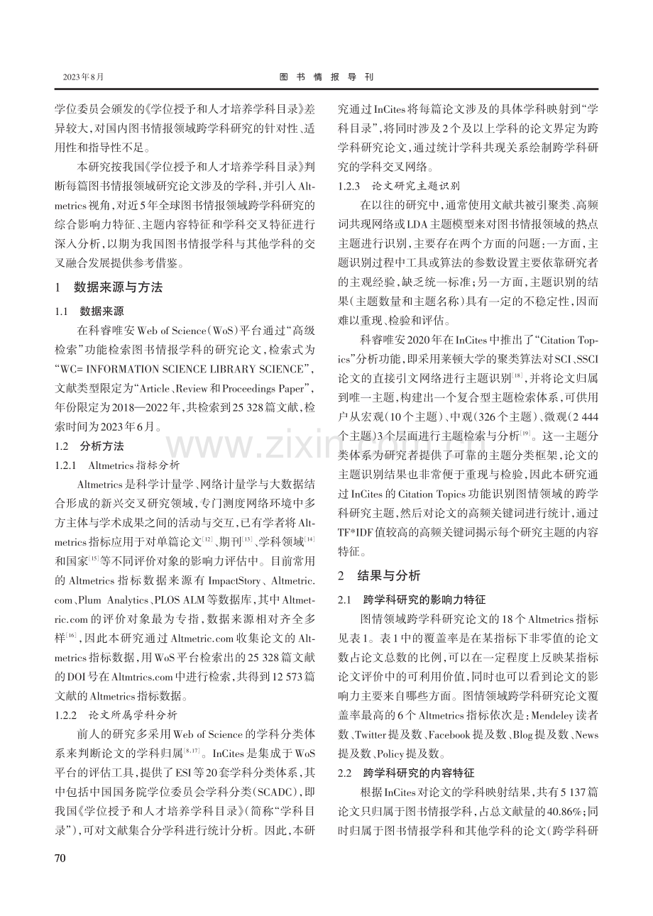 Altmetrics视角下图书情报领域跨学科研究的发展特征分析.pdf_第2页