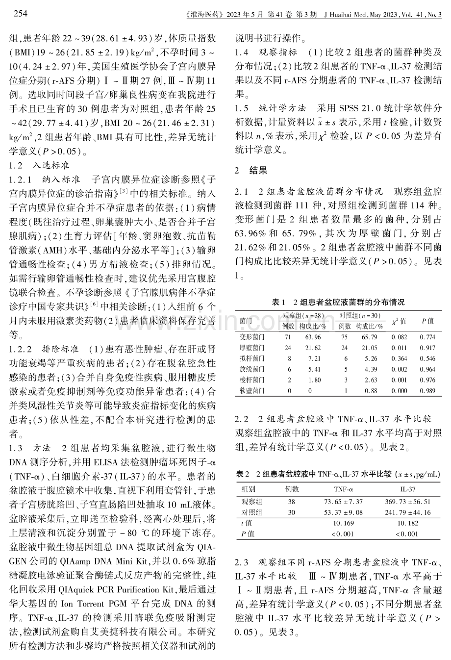 子宫内膜异位症不孕患者盆腔液菌群分布及炎症指标检测分析.pdf_第2页