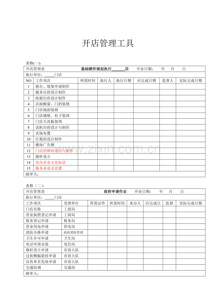 开店管理工具表格1.doc_第1页