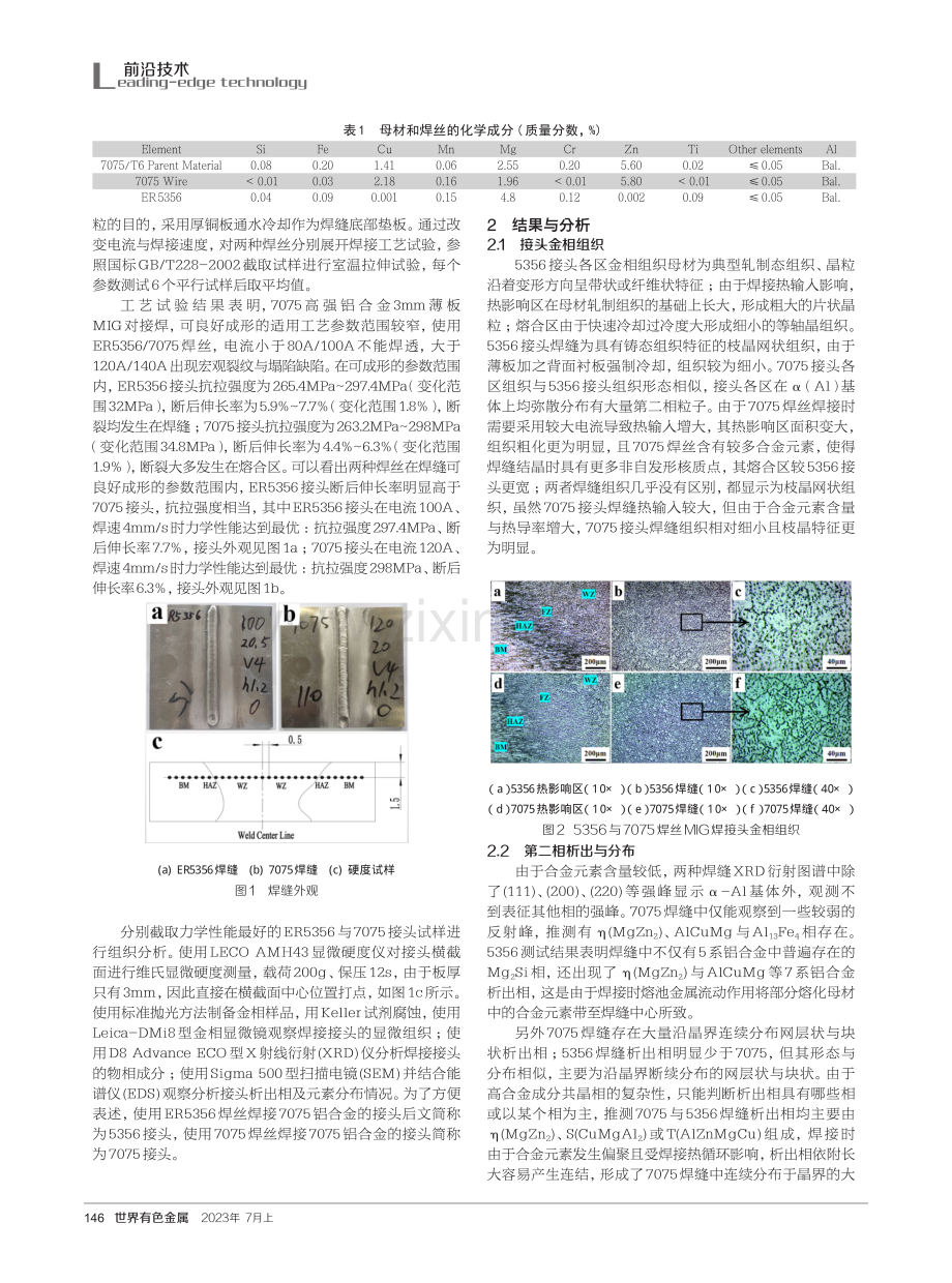 7075与ER5356铝合金焊丝用于7075铝合金MIG焊接头性能对比研究.pdf_第2页