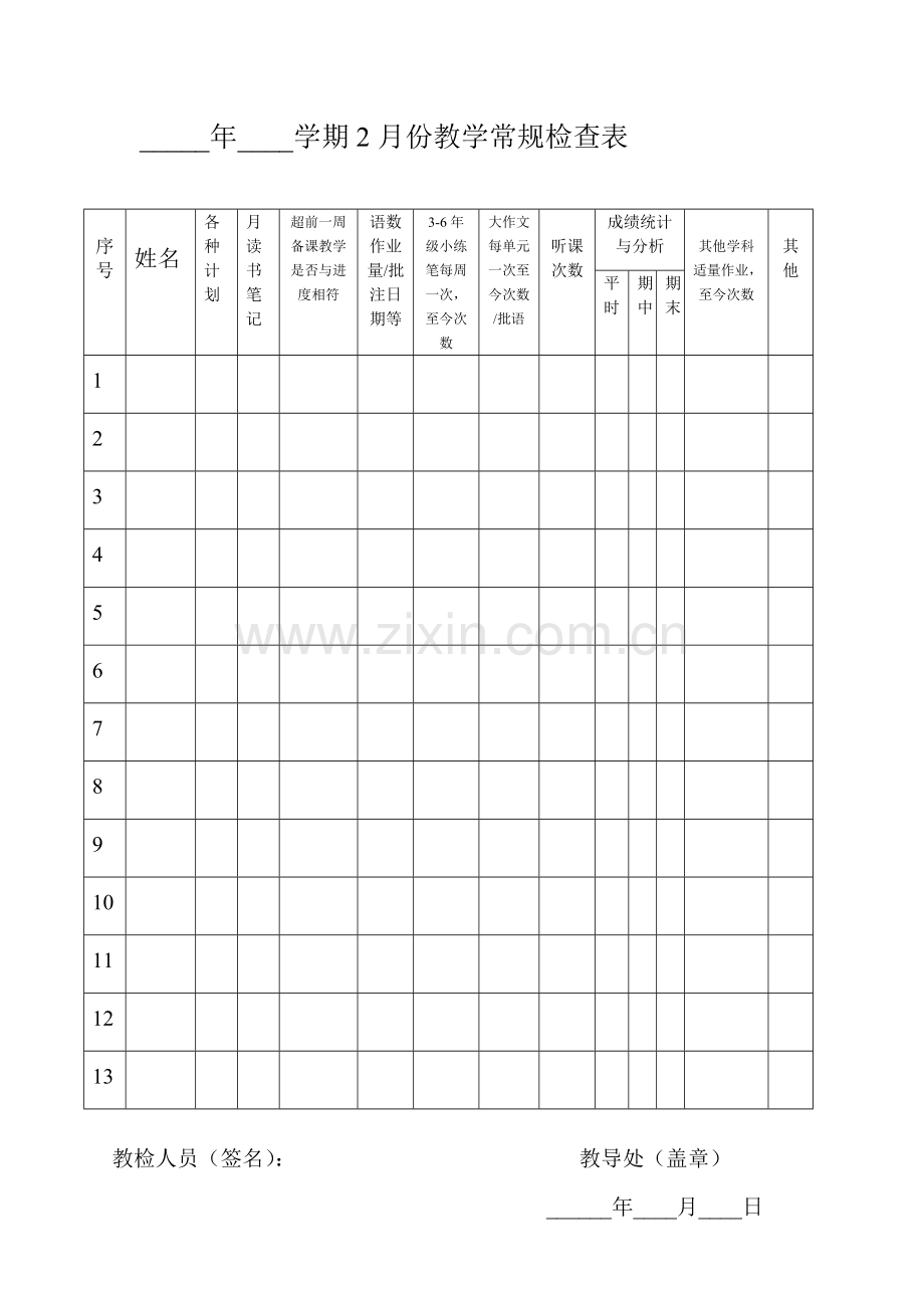 2012春教学常规检查表.doc_第1页