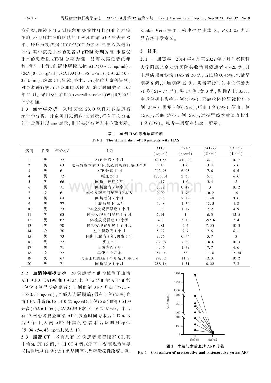 20例胃肝样腺癌临床病理特征分析.pdf_第2页