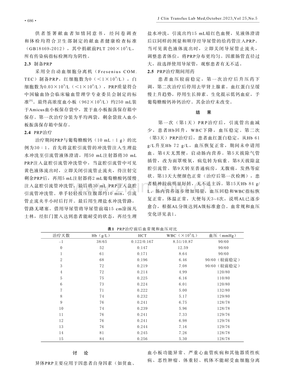 1例同种异体富血小板血浆在直肠吻合口瘘治疗中的应用.pdf_第2页