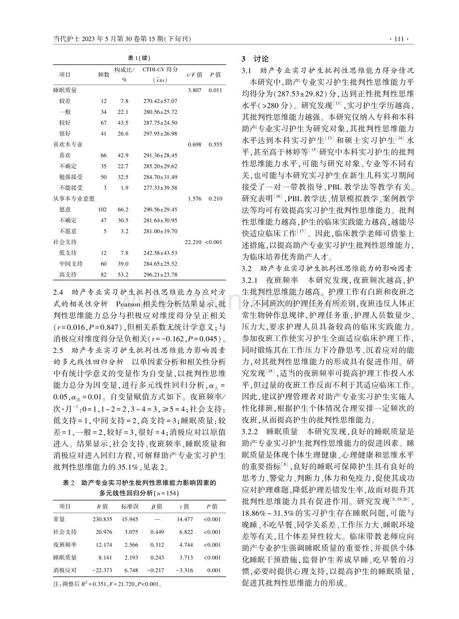 助产专业实习护生批判性思维能力的现状及影响因素分析.pdf_第3页