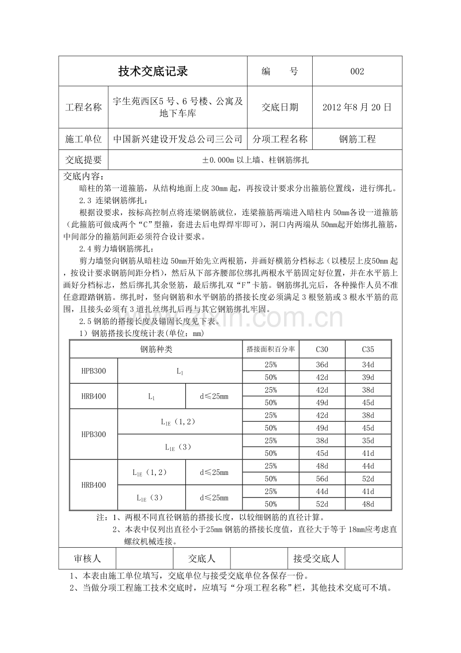 002±0000m以上墙柱钢筋绑扎技术交底567.docx_第2页