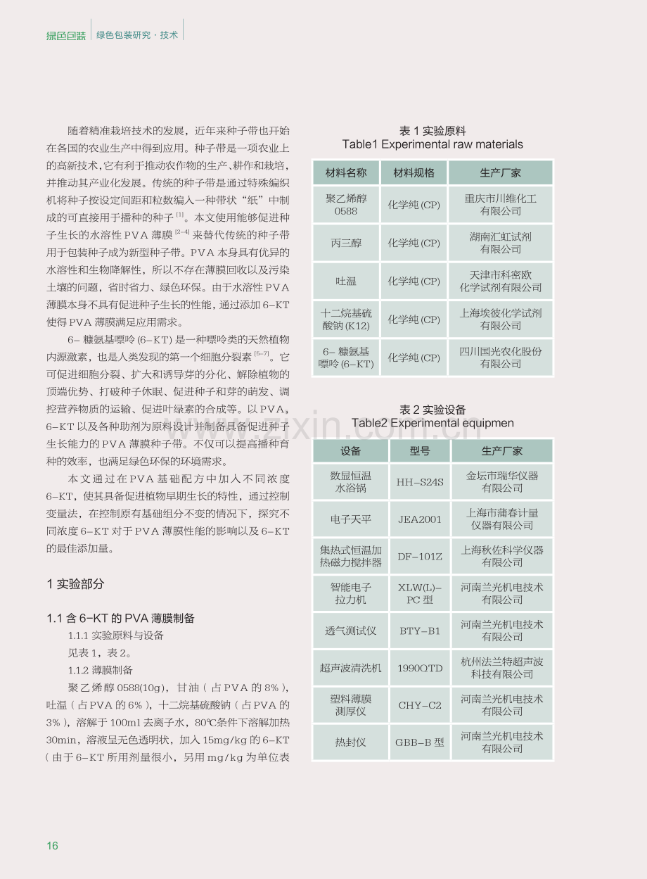 6-糠氨基嘌呤在PVA水溶膜种子带中的应用研究.pdf_第2页