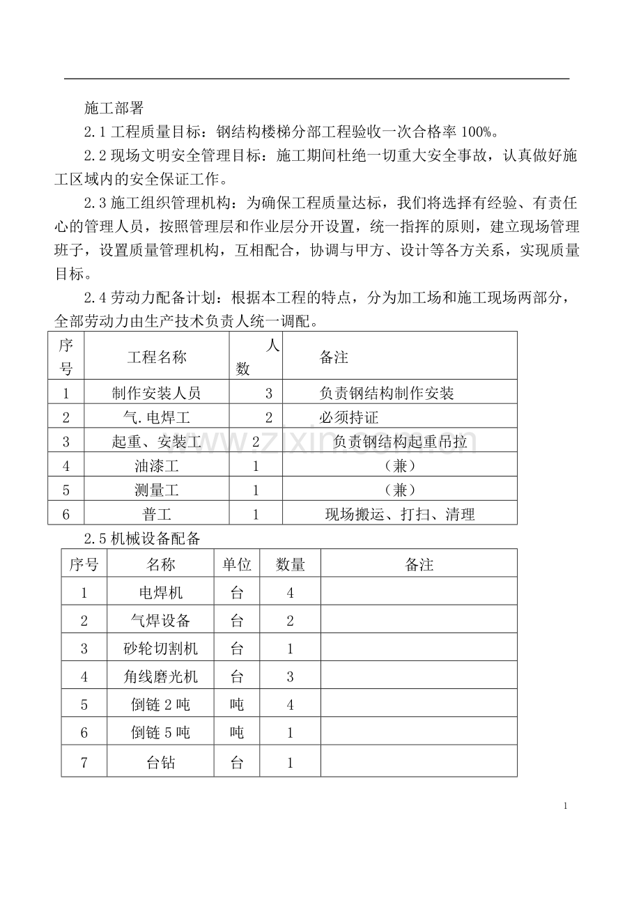 楼梯钢结构施工方案.doc_第1页