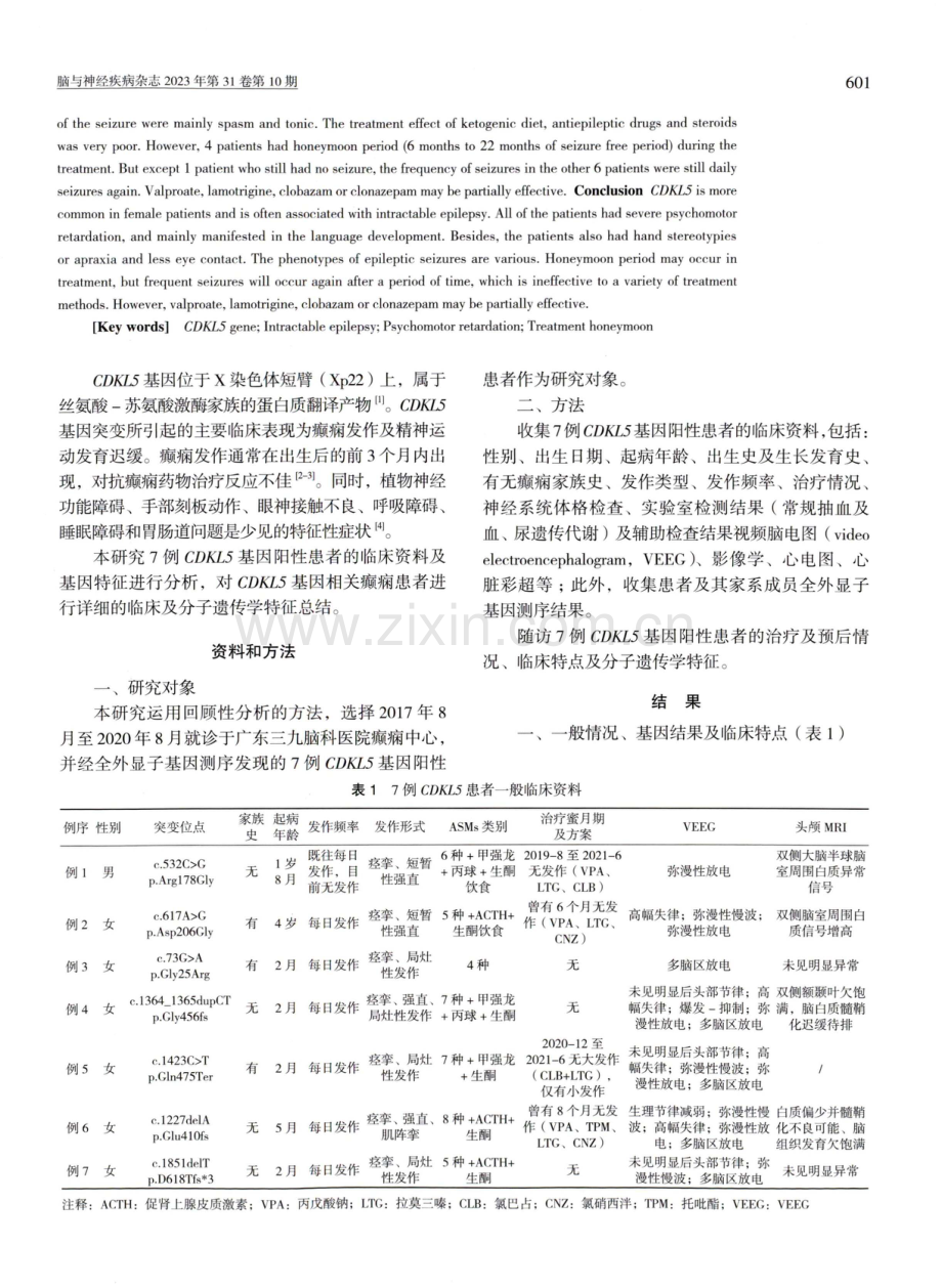 CDKL5基因相关难治性癫痫的临床表型及基因特征分析.pdf_第2页