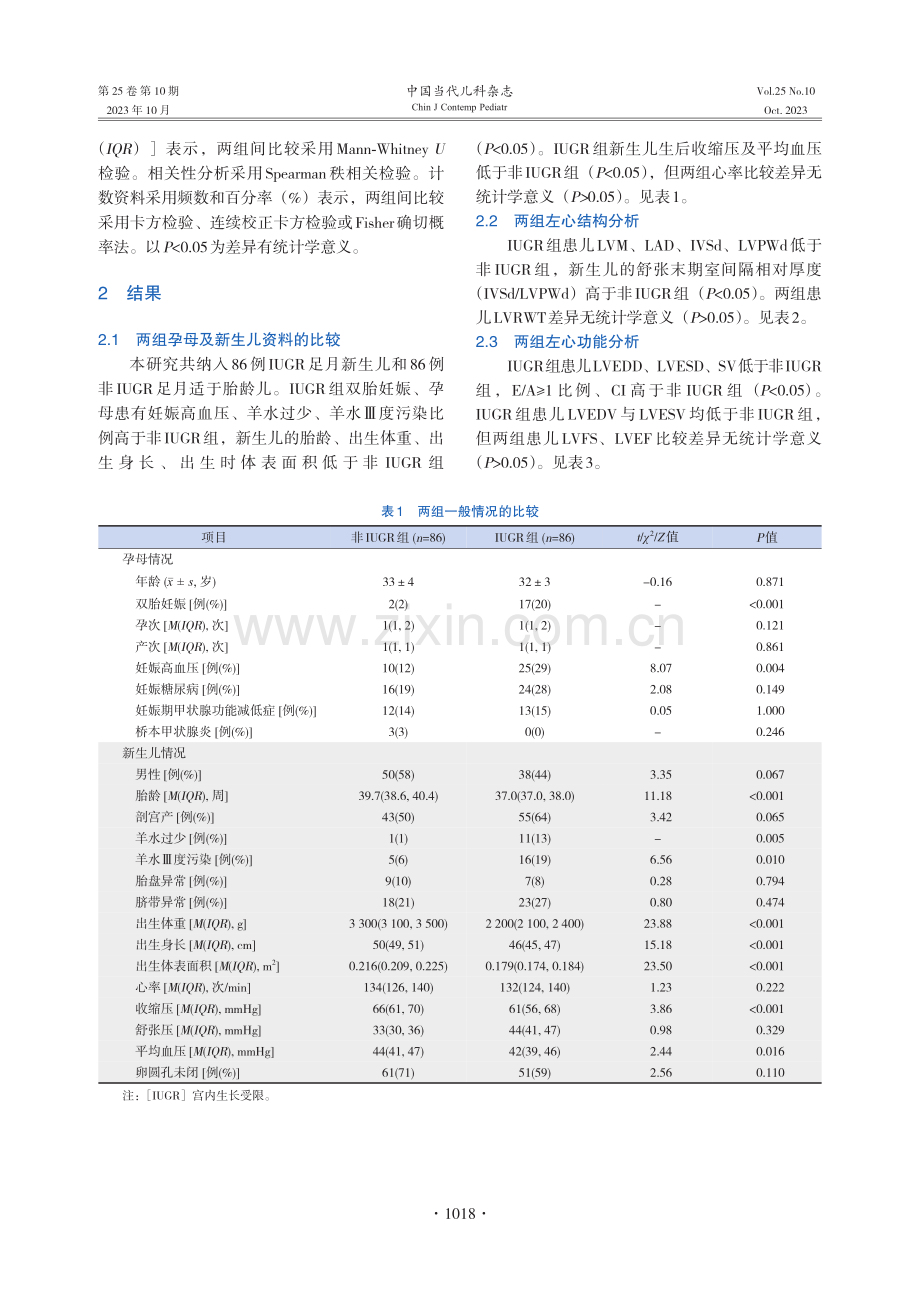 86例宫内生长受限足月新生儿的左心结构及功能分析.pdf_第3页