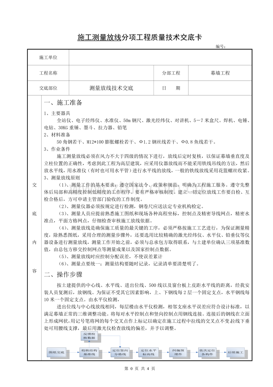 1石材幕墙施工测量放线技术交底定.doc_第1页