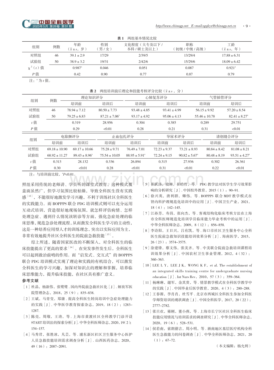 BOPPPS联合PDG培训法在社区全科医生院前急救培训的应用分析.pdf_第3页