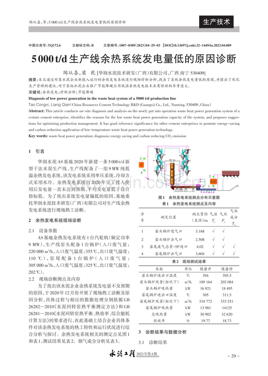 5000t_d生产线余热系统发电量低的原因诊断.pdf_第1页