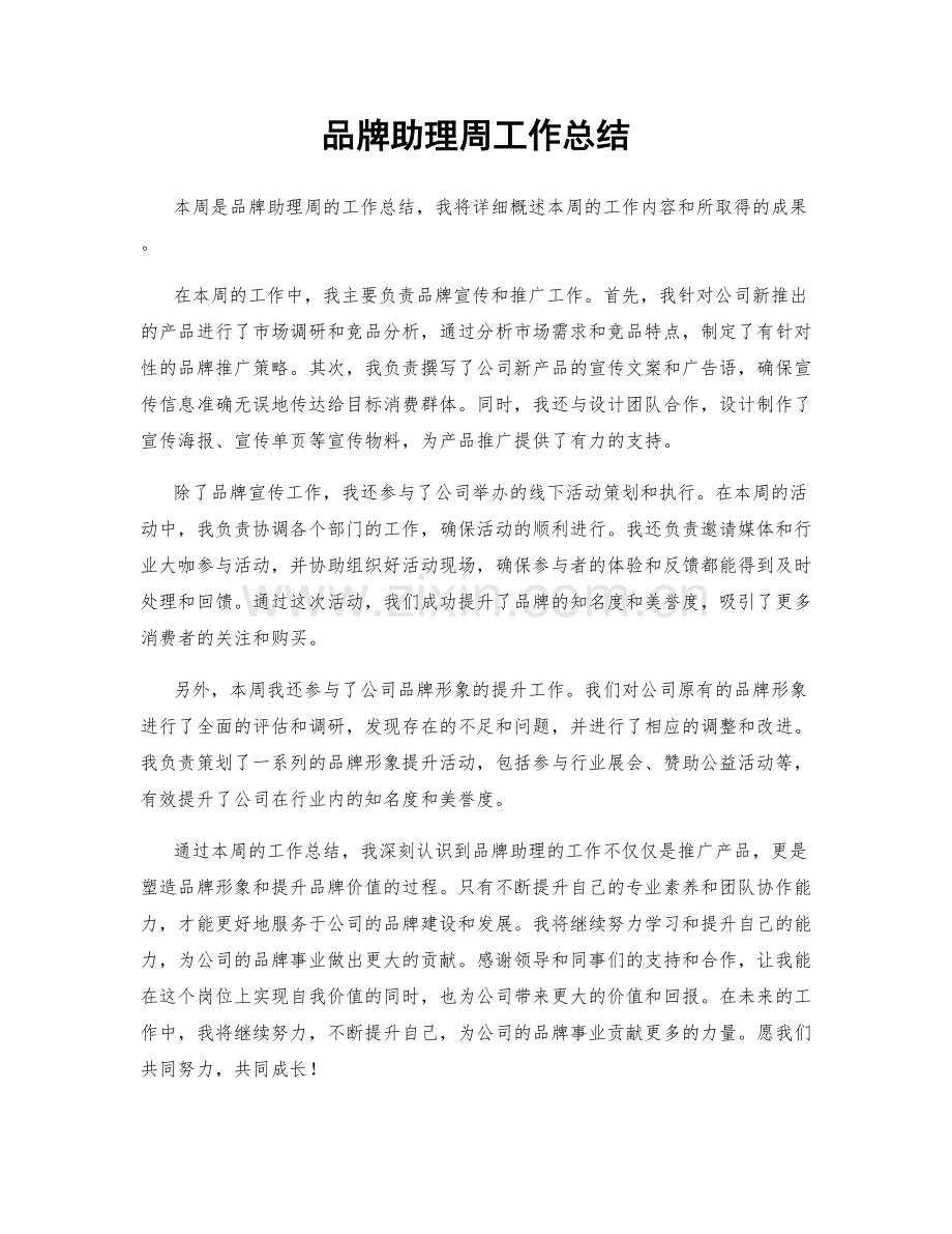 品牌助理周工作总结.docx_第1页