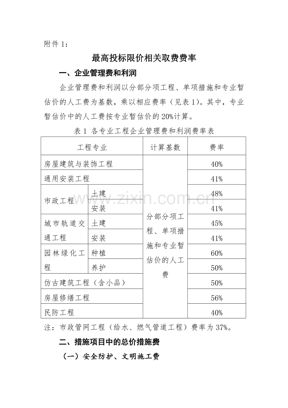 2014上海建筑工程取费新费率DOC.doc_第1页