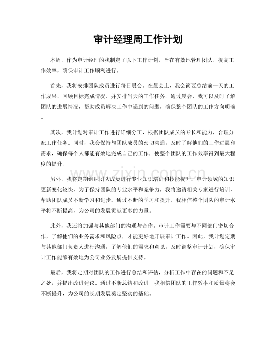 审计经理周工作计划.docx_第1页