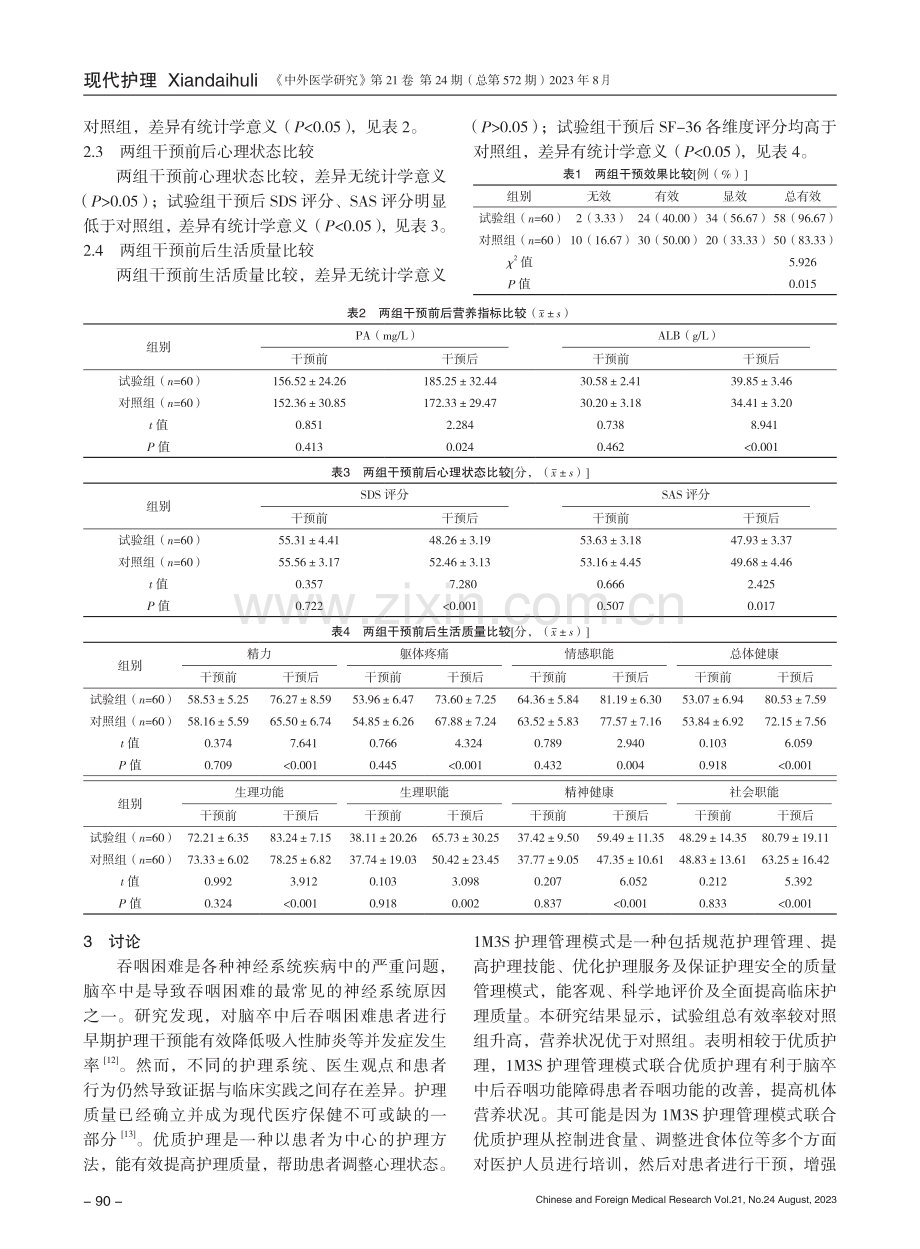 1M3S护理管理模式联合优质护理在脑卒中后吞咽功能障碍患者中的应用研究.pdf_第3页