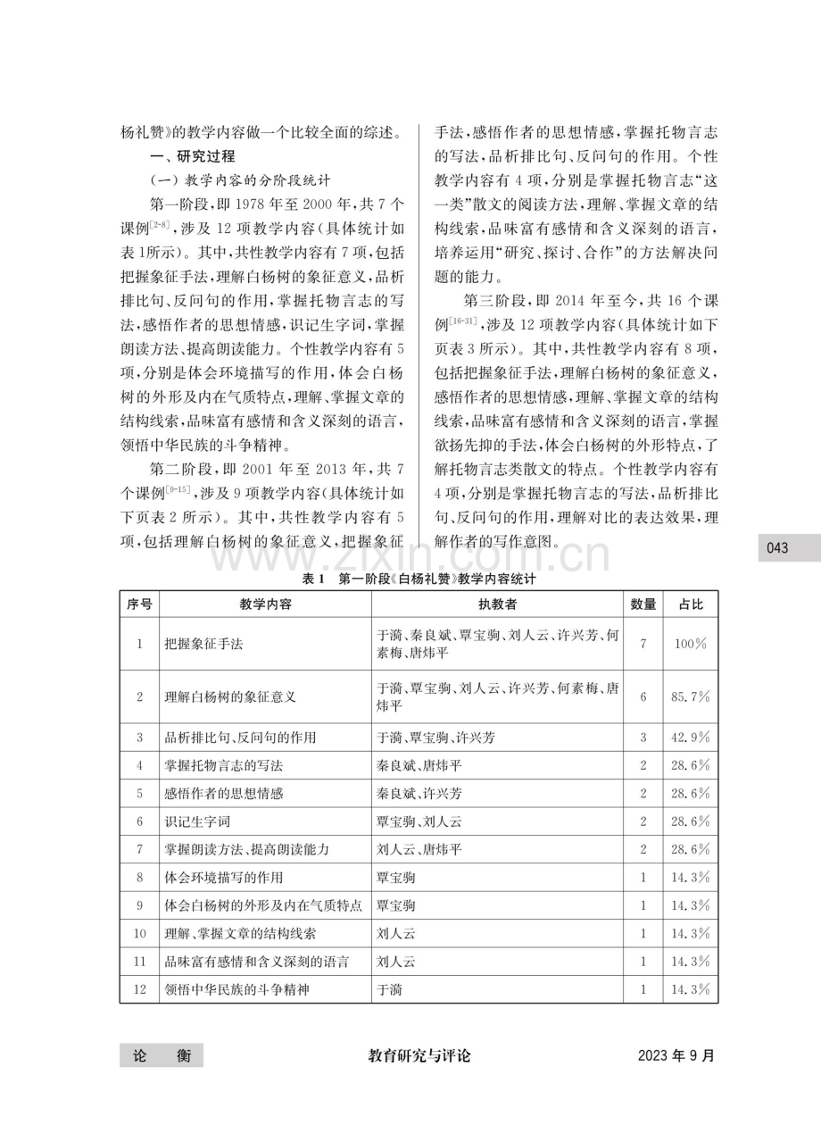 《白杨礼赞》教学内容研究综述——基于语文课程改革的三个阶段.pdf_第2页