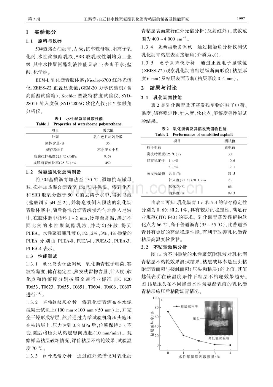 自迁移水性聚氨酯乳化沥青粘层的制备及性能研究.pdf_第2页