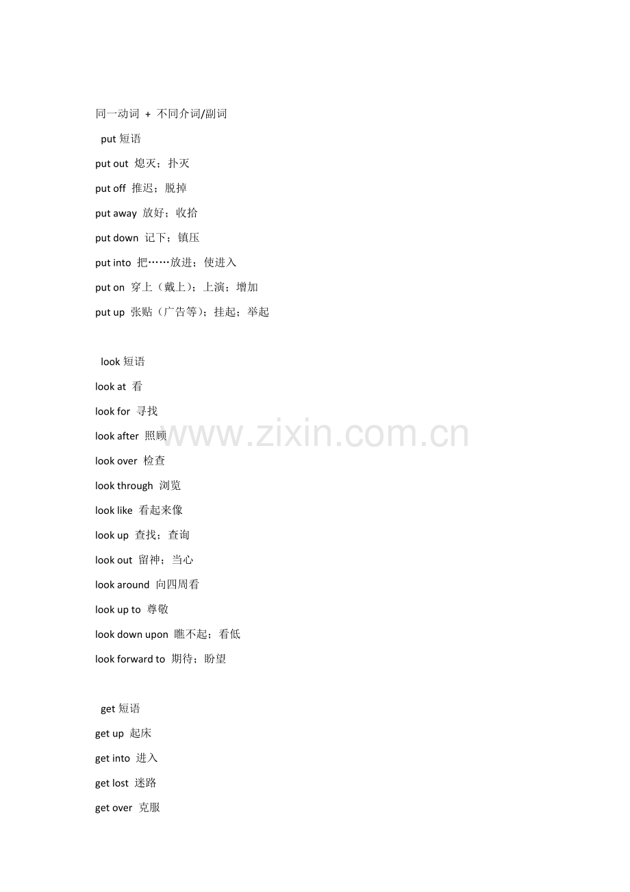 初中英语高频考点：易混动词短语合集.docx_第1页