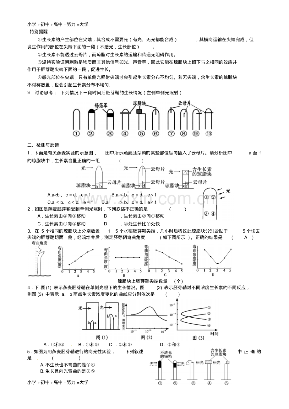 高考生物一轮复习《3.1植物生长素的发现》导学案新人教版必修3-(2).pdf_第2页