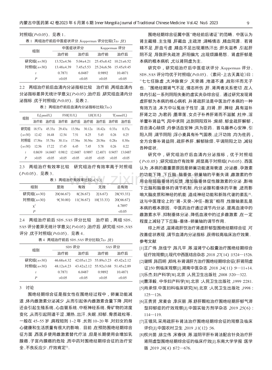 滋肾疏肝饮治疗肾虚肝郁型围绝经期综合征的临床观察.pdf_第2页