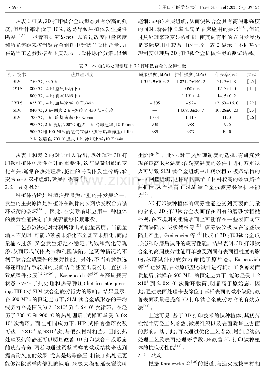 3D打印钛合金牙种植体力学性能的研究进展.pdf_第3页