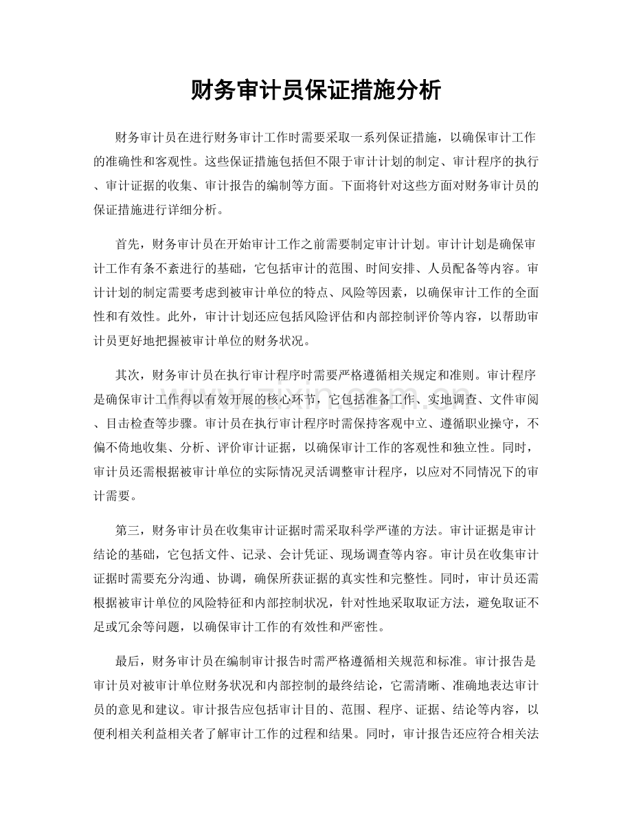 财务审计员保证措施分析.docx_第1页