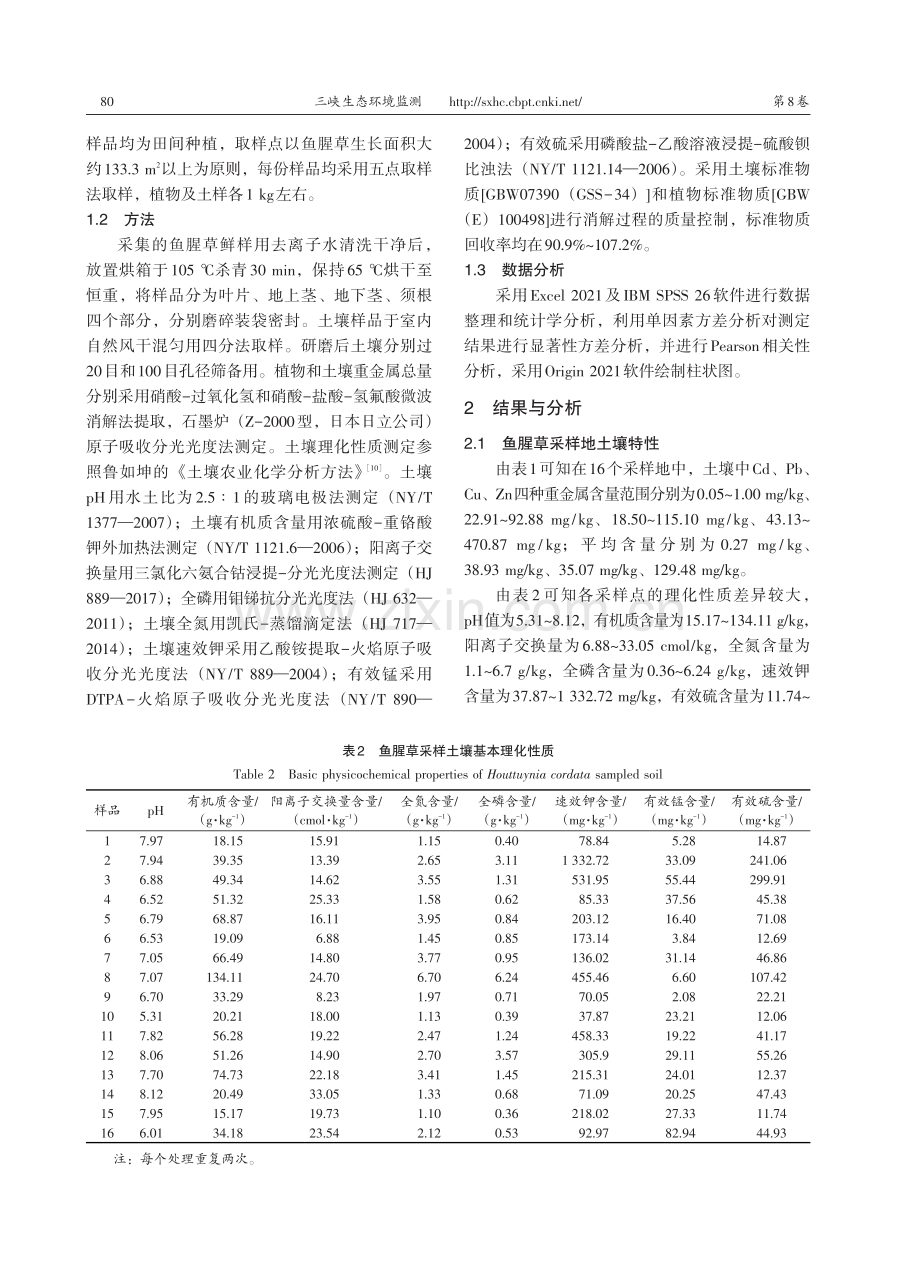 4种重金属在鱼腥草中的分布特点及其影响因素.pdf_第3页