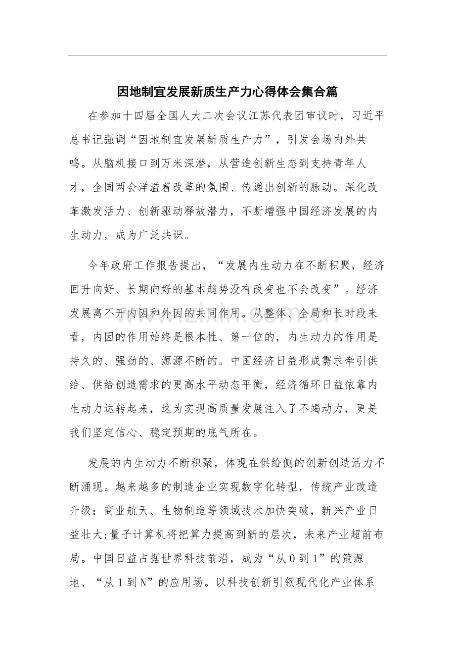 因地制宜发展新质生产力心得体会集合篇.docx_第1页