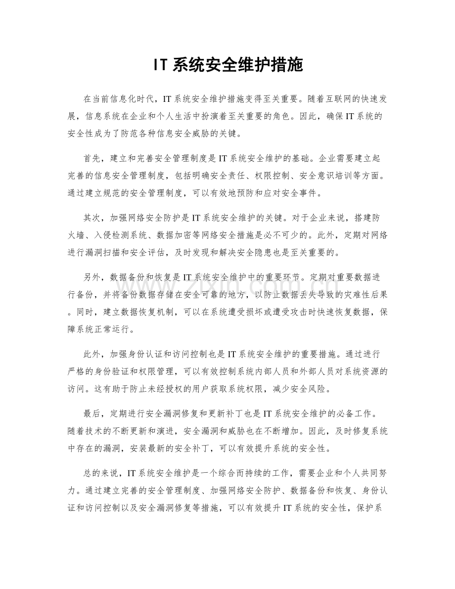 IT系统安全维护措施.docx_第1页