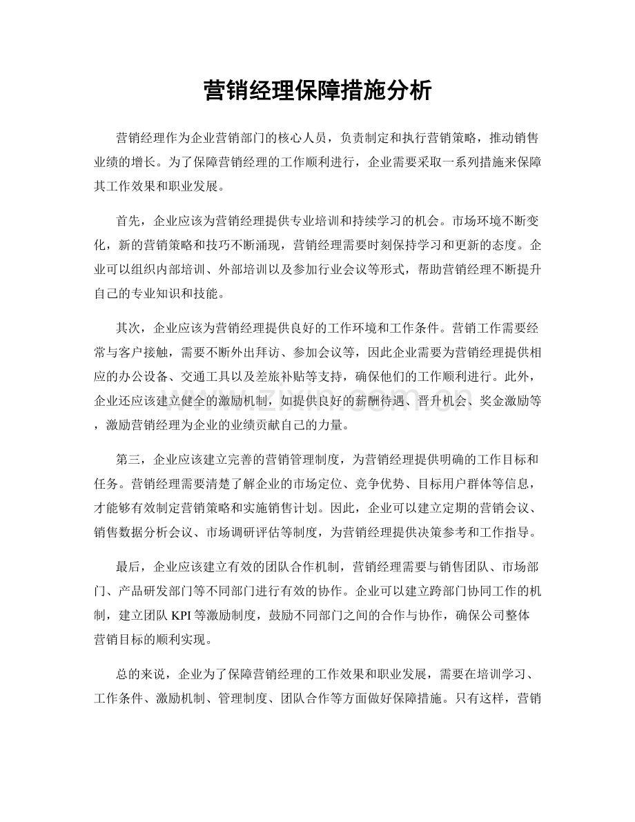 营销经理保障措施分析.docx_第1页