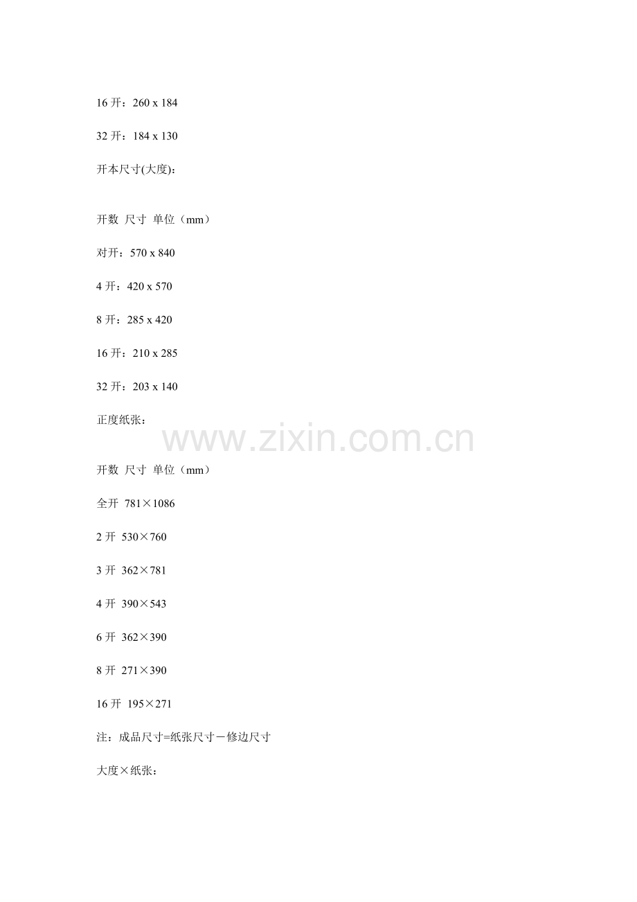 常用印刷纸张尺寸大全.doc_第2页