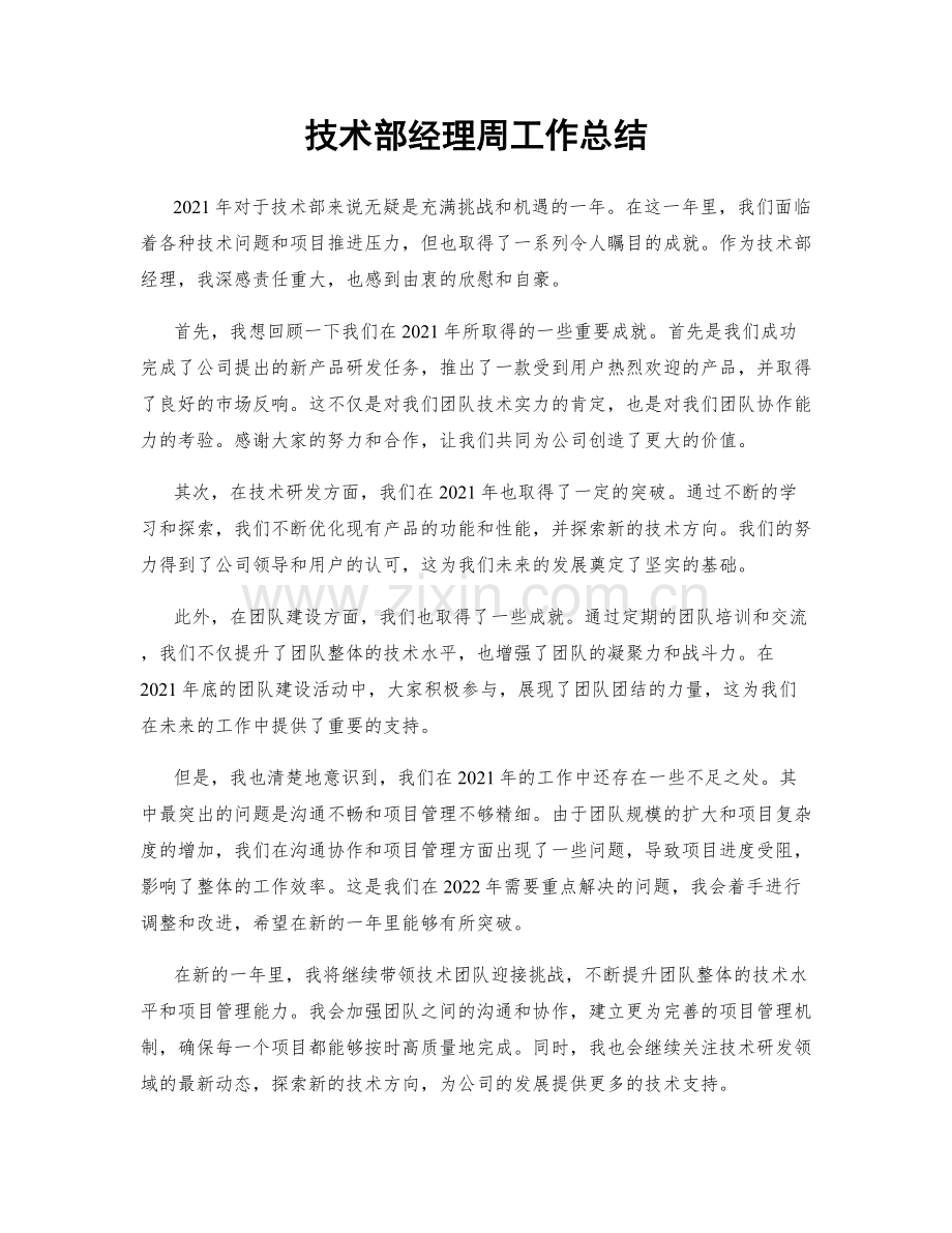 技术部经理周工作总结.docx_第1页