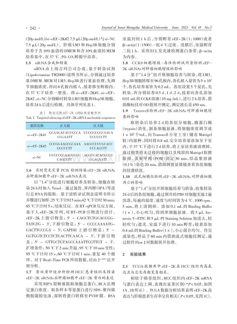 eEF-2K基因沉默对肝癌细胞增殖、侵袭和凋亡的影响.pdf_第3页