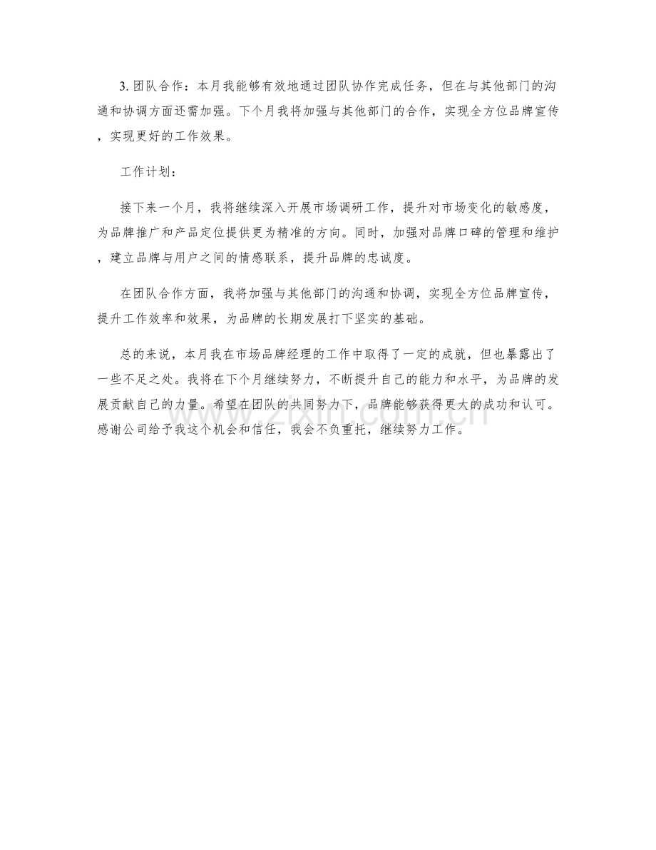 市场品牌经理月度工作总结.docx_第2页