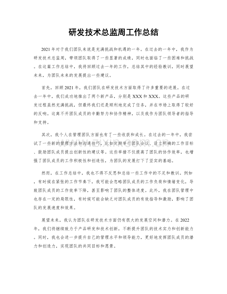 研发技术总监周工作总结.docx_第1页