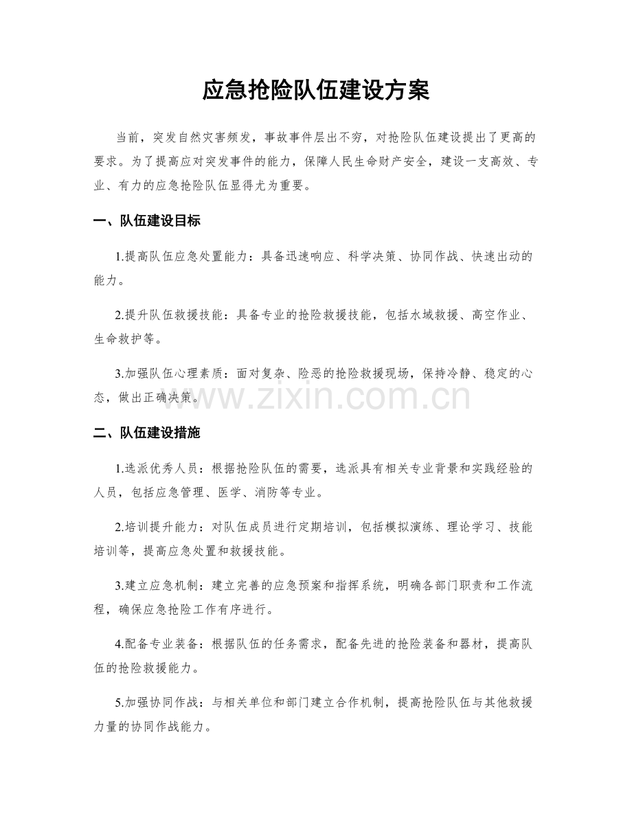 应急抢险队伍建设方案.docx_第1页