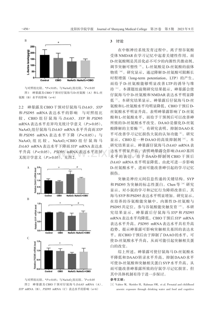 D-氨基酸氧化酶在砷致仔鼠学习记忆损伤中作用的研究.pdf_第3页