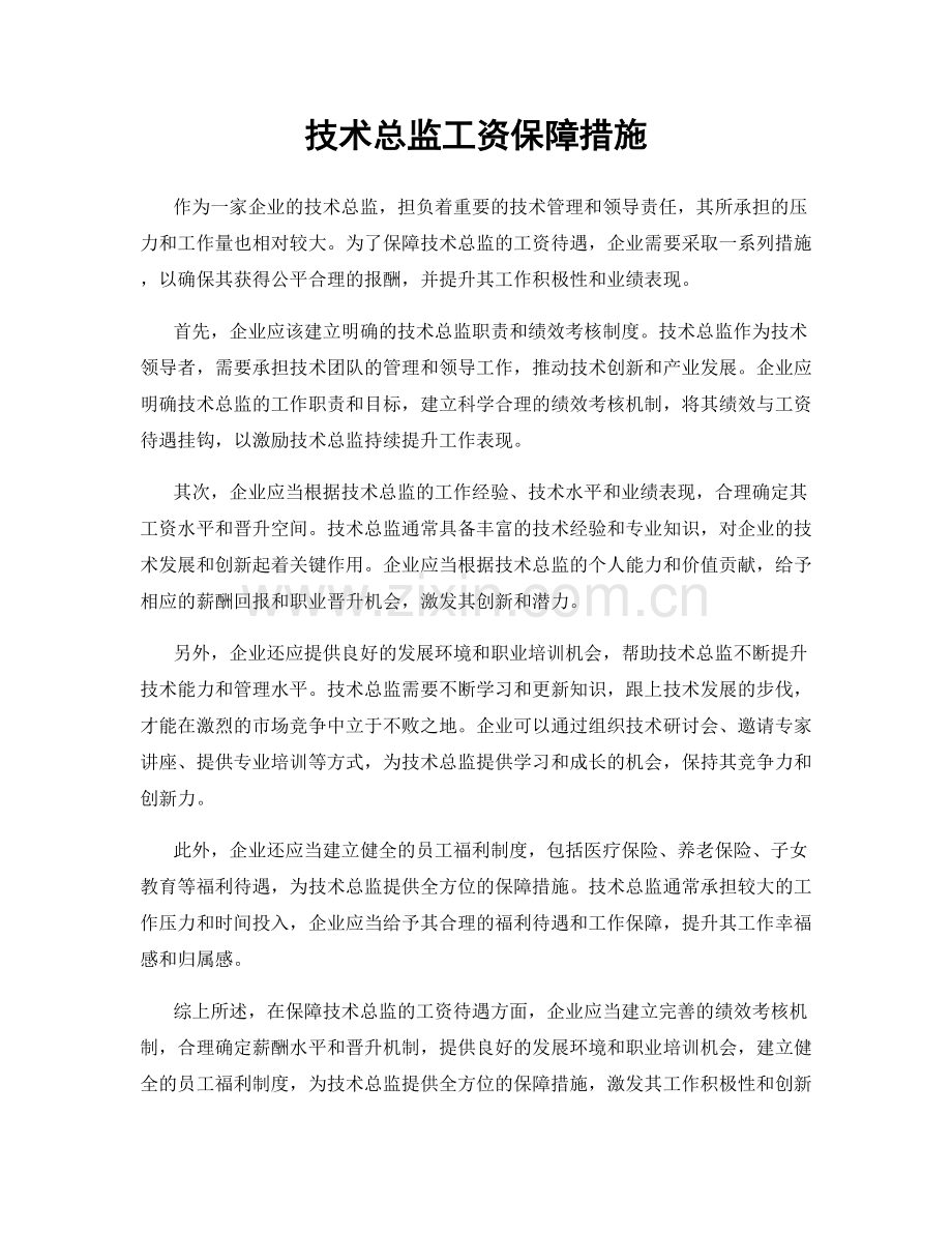 技术总监工资保障措施.docx_第1页