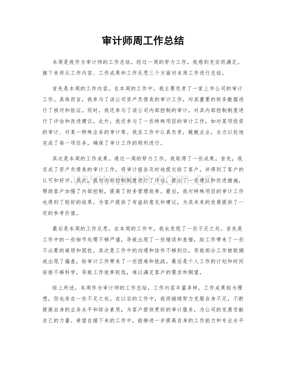 审计师周工作总结.docx_第1页